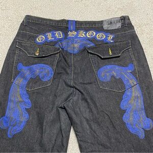 Old Skool Jeans Men’s 40x33 Baggy Denim Embroidered Hip Hop Street Wear